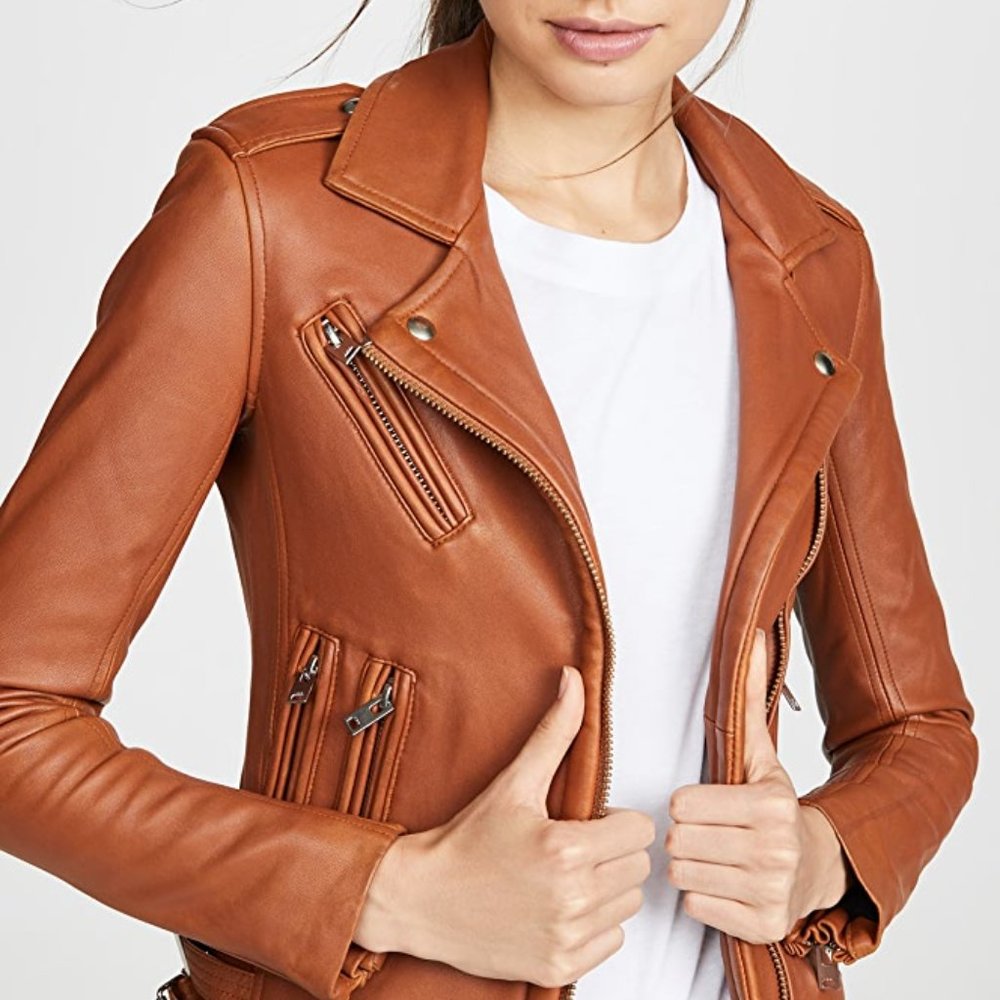 IRO HAN leather jacket in Caramel size 42 NWT